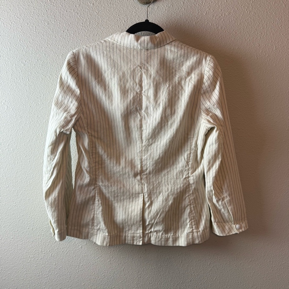 Rag & Bone Blazer Ivory Navy Pinstriped Linen Cotton Blend Business Casual Sz 6 - Picture 14 of 16